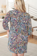 Load image into Gallery viewer, DEAR SCARLETT- Lizzy Dress in Black Multi Tiled Paisley