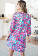 Load image into Gallery viewer, DEAR SCARLETT- Lizzy Dress in Purple and Aqua Paisley