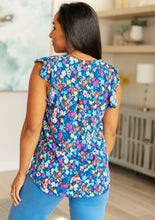 Load image into Gallery viewer, DEAR SCARLETT- Lizzy Flutter Sleeve Top in Navy and Multi Floral