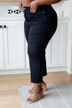 Load image into Gallery viewer, JB Lizzy High Rise Control Top Wide Leg Crop Jeans in Black (Sizes 0-24)