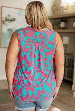Load image into Gallery viewer, DEAR SCARLETT- Lizzy Tank Top in Aqua and Pink Filigree