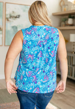 Load image into Gallery viewer, DEAR SCARLETT- Lizzy Tank Top in Blue and Pink Tropical Sailing