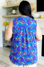 Load image into Gallery viewer, DEAR SCARLETT- Lizzy Tank Top in Royal and Red Abstract