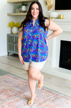 Load image into Gallery viewer, DEAR SCARLETT- Lizzy Tank Top in Royal and Red Abstract