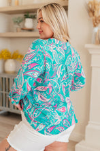 Load image into Gallery viewer, DEAR SCARLETT- Lizzy Top in Aqua and Pink Paisley