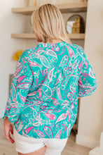Load image into Gallery viewer, DEAR SCARLETT- Lizzy Top in Aqua and Pink Paisley