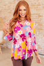 Load image into Gallery viewer, Lizzy Top in Coral and Magenta Painted Floral- DEAR SCARLETT