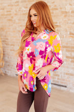 Load image into Gallery viewer, Lizzy Top in Coral and Magenta Painted Floral- DEAR SCARLETT