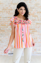 Load image into Gallery viewer, Orange Blossoms Flutter Sleeve Blouse- SAVANNA JANE