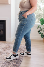 Load image into Gallery viewer, JB Payton Pull On Denim Joggers in Medium Wash (Sizes 0-24)
