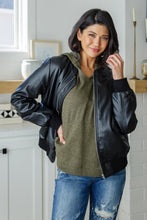 Load image into Gallery viewer, This Is It Faux Leather Bomber Jacket In Black (Reg & Curvy)