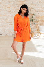Load image into Gallery viewer, WHITE BIRCH- Roll With me Romper in Tangerine