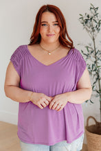 Load image into Gallery viewer, DEAR SCARLETT- Ruched Cap Sleeve Top in Lavender