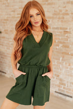 Load image into Gallery viewer, SP24- Sleeveless V-Neck Romper in Army Green