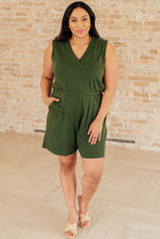 Load image into Gallery viewer, SP24- Sleeveless V-Neck Romper in Army Green
