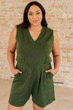 Load image into Gallery viewer, SP24- Sleeveless V-Neck Romper in Army Green