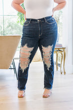 Load image into Gallery viewer, JB -Sloane Mid Rise Heavy Destroyed Straight Jeans