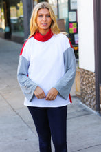 Load image into Gallery viewer, Red/White Hacci Color Block Jacquard Knit Turtleneck