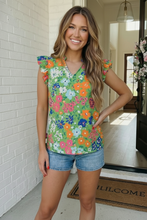 Load image into Gallery viewer, Garden Party Floral Ruffle Sleeve Blouse