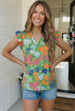 Load image into Gallery viewer, Garden Party Floral Ruffle Sleeve Blouse
