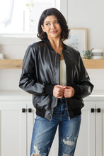 Load image into Gallery viewer, This Is It Faux Leather Bomber Jacket In Black (Reg & Curvy)