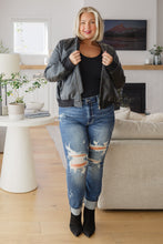 Load image into Gallery viewer, This Is It Faux Leather Bomber Jacket In Black (Reg & Curvy)