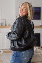Load image into Gallery viewer, This Is It Faux Leather Bomber Jacket In Black (Reg & Curvy)