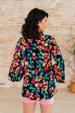 Load image into Gallery viewer, DEAR SCARLETT- Willow Bell Sleeve Top in Black and Emerald Floral