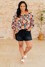 Load image into Gallery viewer, DEAR SCARLETT- Willow Bell Sleeve Top in Black and Persimmon Floral