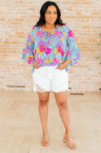 Load image into Gallery viewer, DEAR SCARLETT- Willow Bell Sleeve Top in Bright Blue Floral