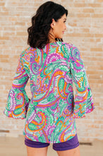 Load image into Gallery viewer, DEAR SCARLETT- Willow Bell Sleeve Top in Lavender Mint Paisley