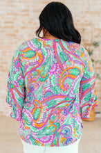 Load image into Gallery viewer, DEAR SCARLETT- Willow Bell Sleeve Top in Lavender Mint Paisley