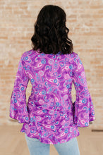 Load image into Gallery viewer, DEAR SCARLETT- Willow Bell Sleeve Top in Lavender Paisley