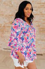 Load image into Gallery viewer, DEAR SCARLETT- Willow Bell Sleeve Top in Royal Brushed Floral