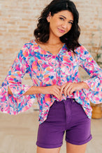 Load image into Gallery viewer, DEAR SCARLETT- Willow Bell Sleeve Top in Royal Brushed Floral