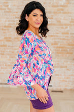 Load image into Gallery viewer, DEAR SCARLETT- Willow Bell Sleeve Top in Royal Brushed Floral
