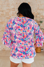 Load image into Gallery viewer, DEAR SCARLETT- Willow Bell Sleeve Top in Royal Brushed Floral