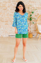 Load image into Gallery viewer, DEAR SCARLETT- Willow Bell Sleeve Top in Royal Brushed Multi