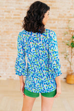 Load image into Gallery viewer, DEAR SCARLETT- Willow Bell Sleeve Top in Royal Brushed Multi