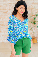 Load image into Gallery viewer, DEAR SCARLETT- Willow Bell Sleeve Top in Royal Brushed Multi