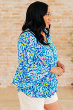 Load image into Gallery viewer, DEAR SCARLETT- Willow Bell Sleeve Top in Royal Brushed Multi