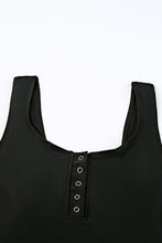 Load image into Gallery viewer, Black Square Neck Sleeveless Fashion Print Tankini Set