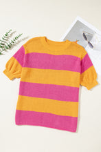 Load image into Gallery viewer, Color Block Round Neck Short Sleeve Knit Top- SYNZ