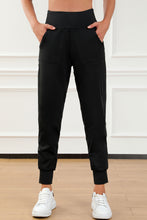 Load image into Gallery viewer, DEAR LOVE- Black Exposed Seam High Waist Pocketed Joggers