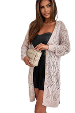 Load image into Gallery viewer, FASHION HOUSE- Khaki Hollow-out Openwork Knit Cardigan
