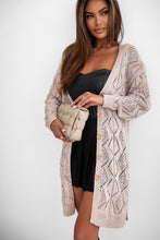 Load image into Gallery viewer, FASHION HOUSE- Khaki Hollow-out Openwork Knit Cardigan