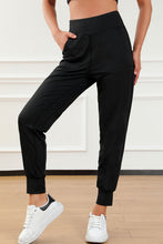 Load image into Gallery viewer, DEAR LOVE- Black Exposed Seam High Waist Pocketed Joggers