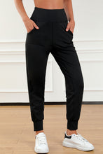 Load image into Gallery viewer, DEAR LOVE- Black Exposed Seam High Waist Pocketed Joggers