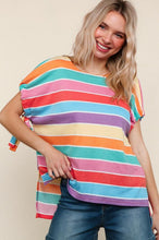 Load image into Gallery viewer, Feeling Bold Multicolor Stripe Dolman Bow Tie Sleeve Top (Open Pack)
