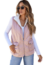 Load image into Gallery viewer, Pink Fleece Lined Quilted Vest Coats